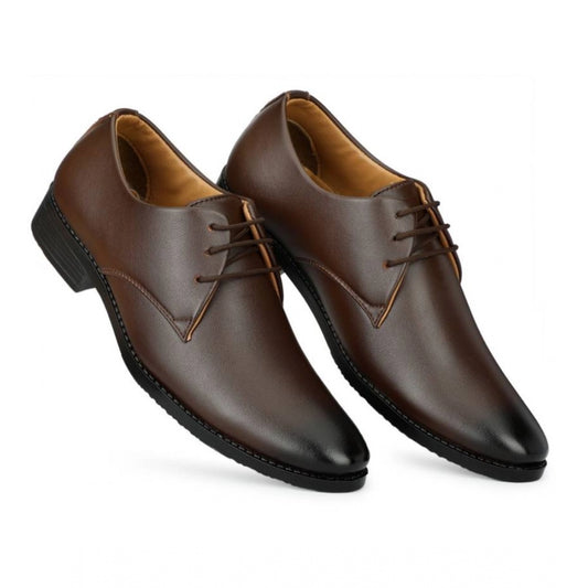 Men's Brown Faux Leather Lace-Up Shoes
