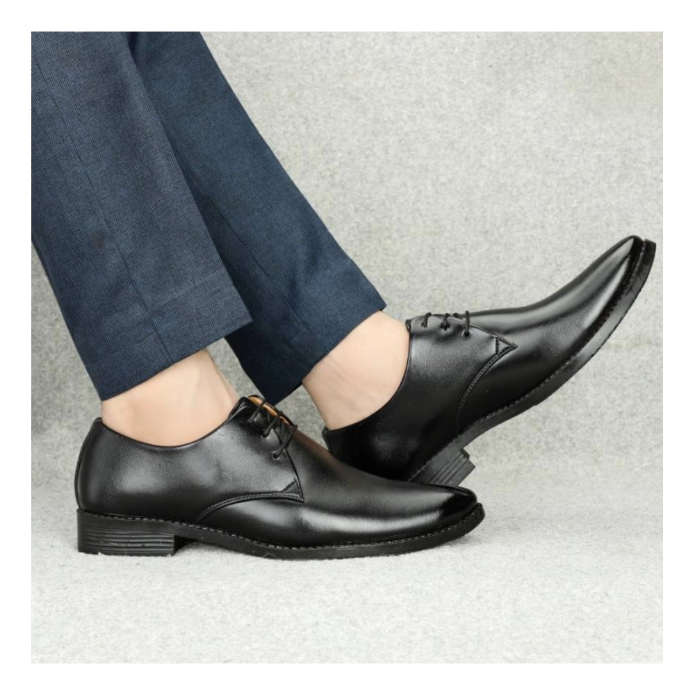 Men's Black Faux Leather Lace-Up Shoes