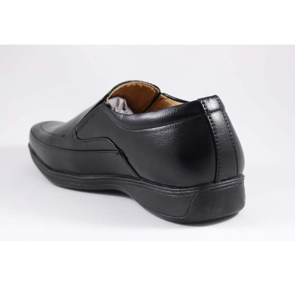 Men's Black Faux Leather Lace-Up Dress Shoes