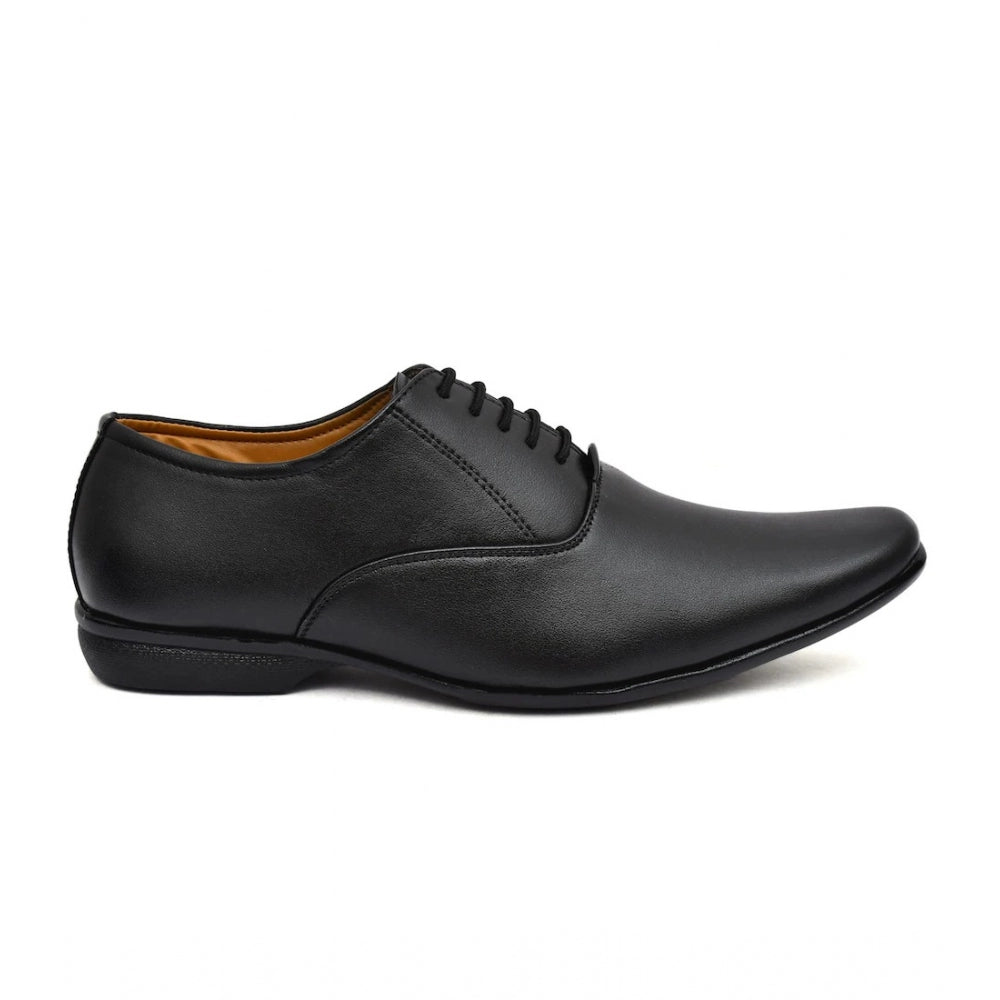 Men's Black Faux Leather Lace-Up Dress Shoes