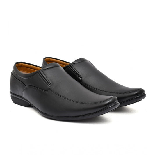 Men's Black Faux Leather Slip-On Dress Shoes