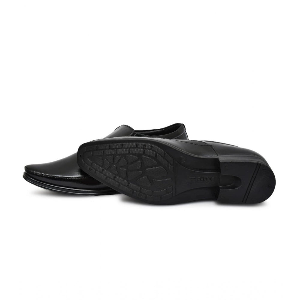 Men's Black Faux Leather Slip-On Shoes