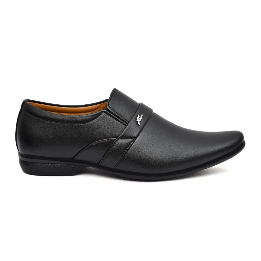Men's Black Faux Leather Slip-On Dress Shoes