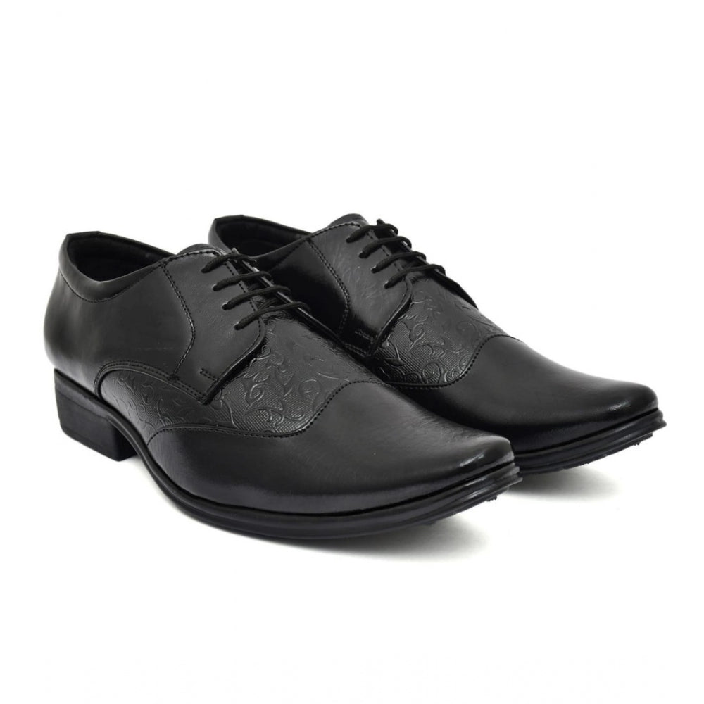 Men's Black Faux Leather Lace-Up Dress Shoes