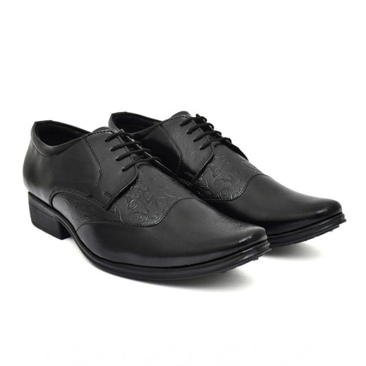 Men's Black Faux Leather Lace-Up Dress Shoes