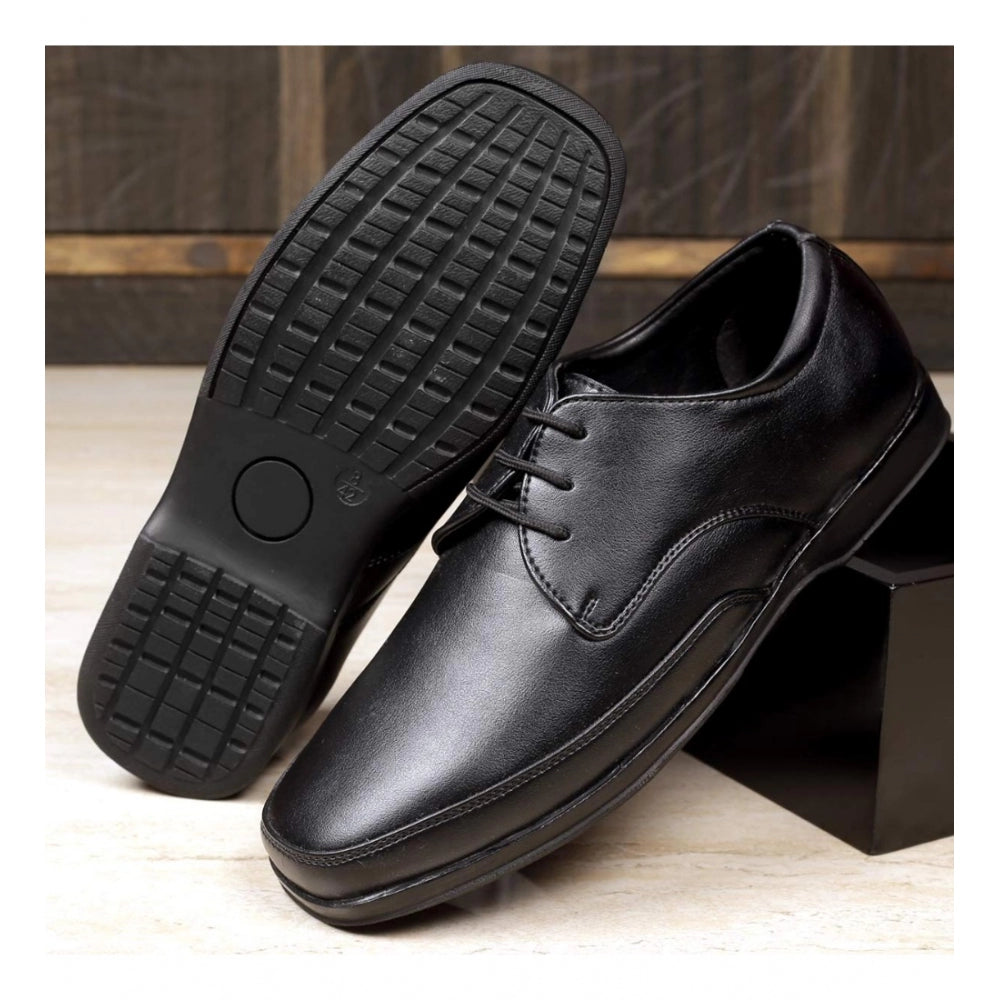 Men's Black Faux Leather Lace-Up Dress Shoes