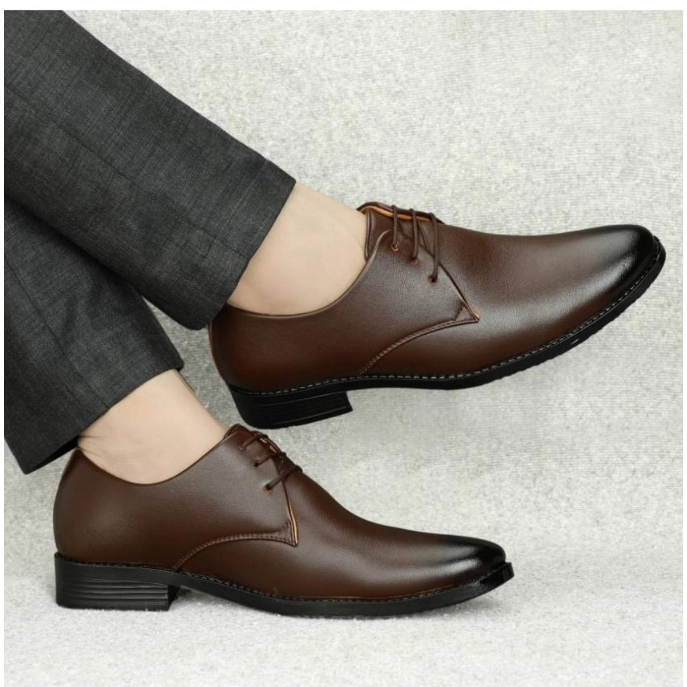 Men's Brown Faux Leather Lace-Up Shoes