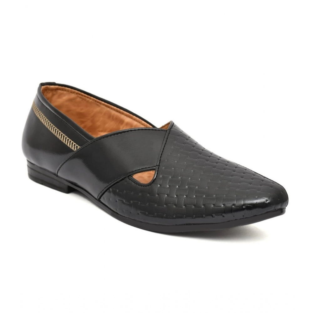 Men's Black Faux Leather Slip-On Shoes