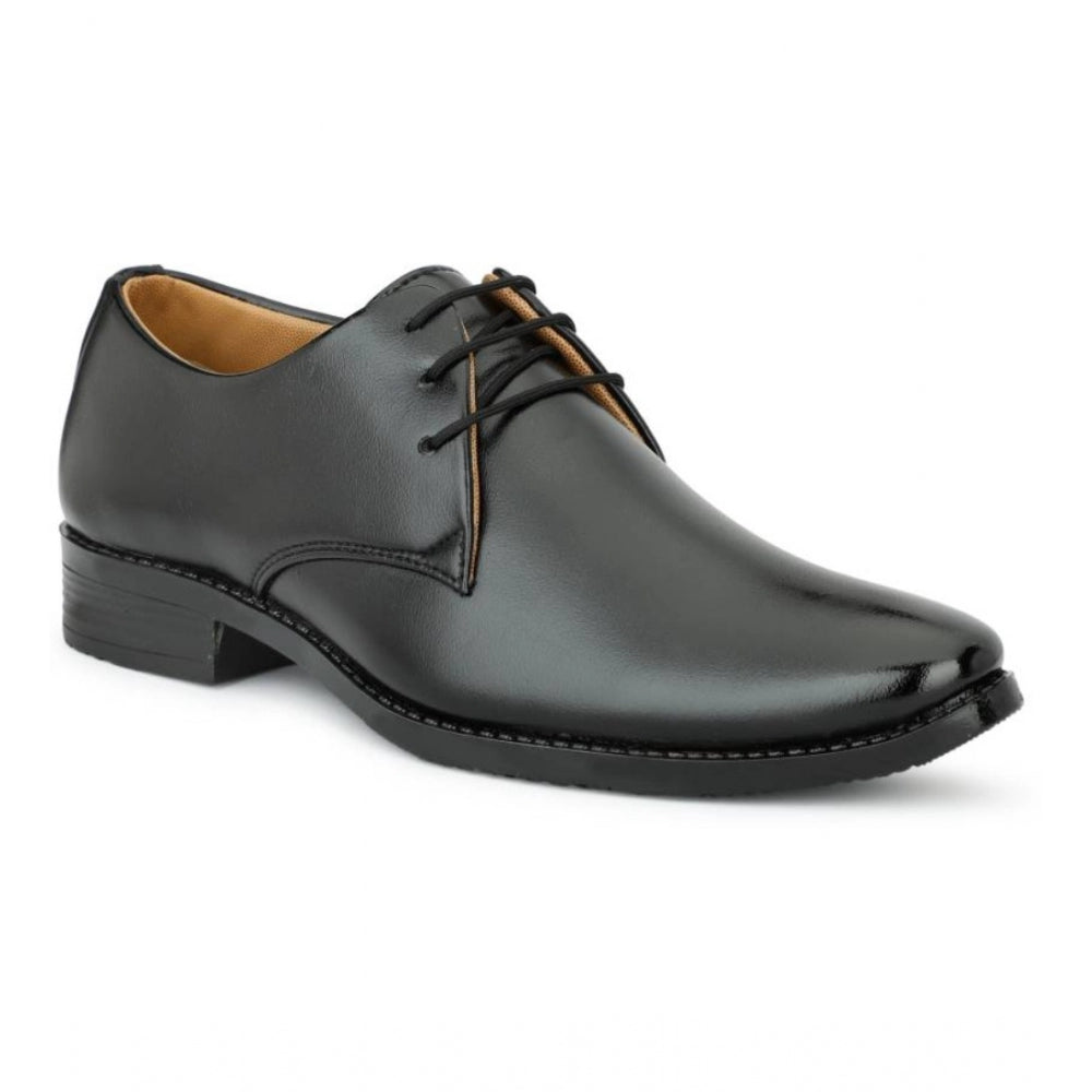 Men's Black Faux Leather Lace-Up Shoes