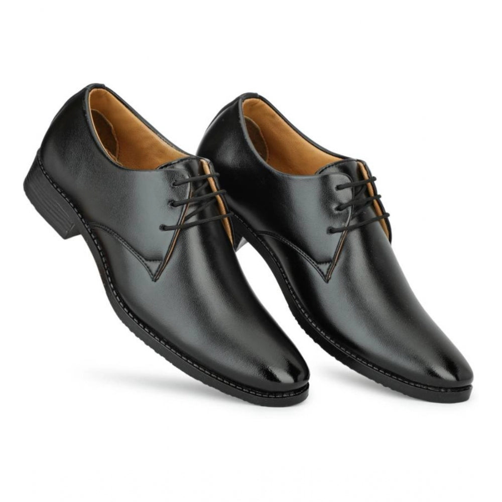 Men's Black Faux Leather Lace-Up Shoes