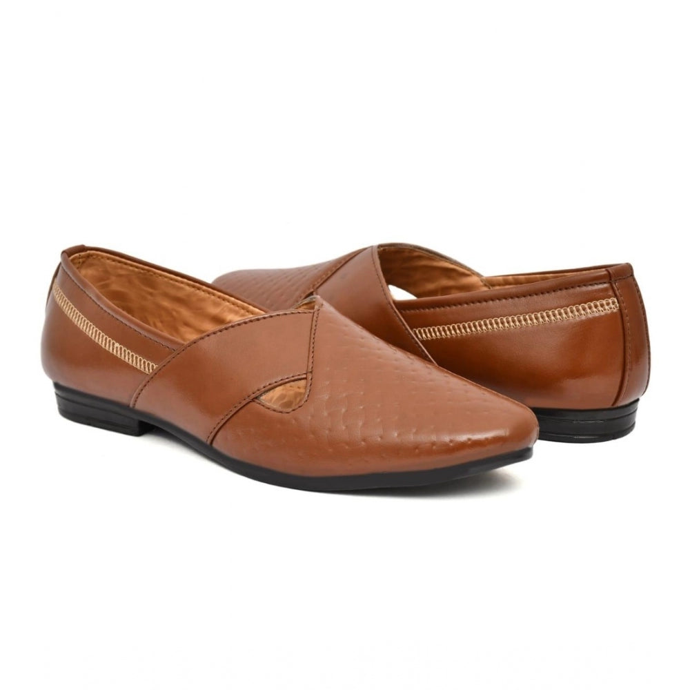 Men's Tan Faux Leather Formal Shoes