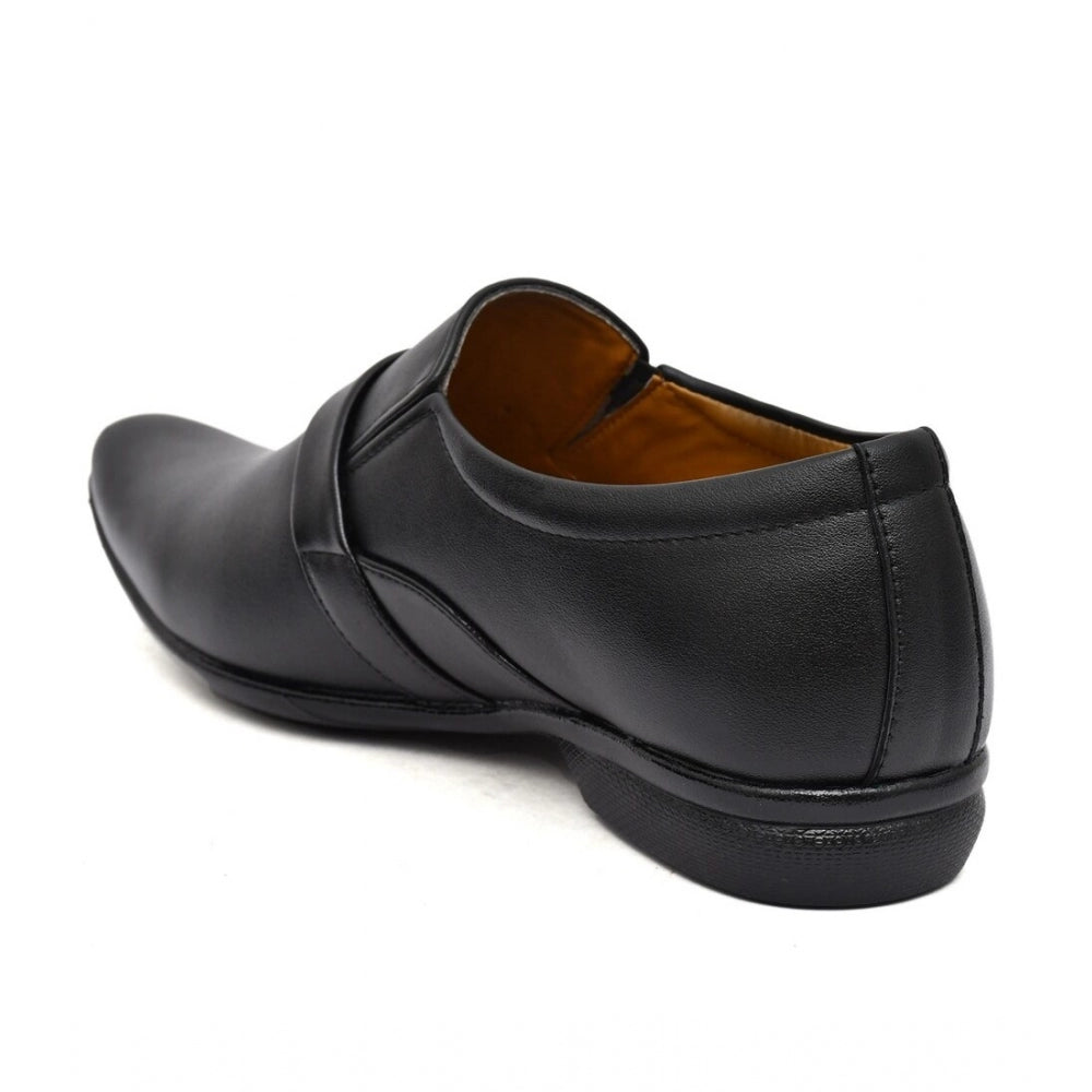 Men's Black Faux Leather Slip-On Dress Shoes