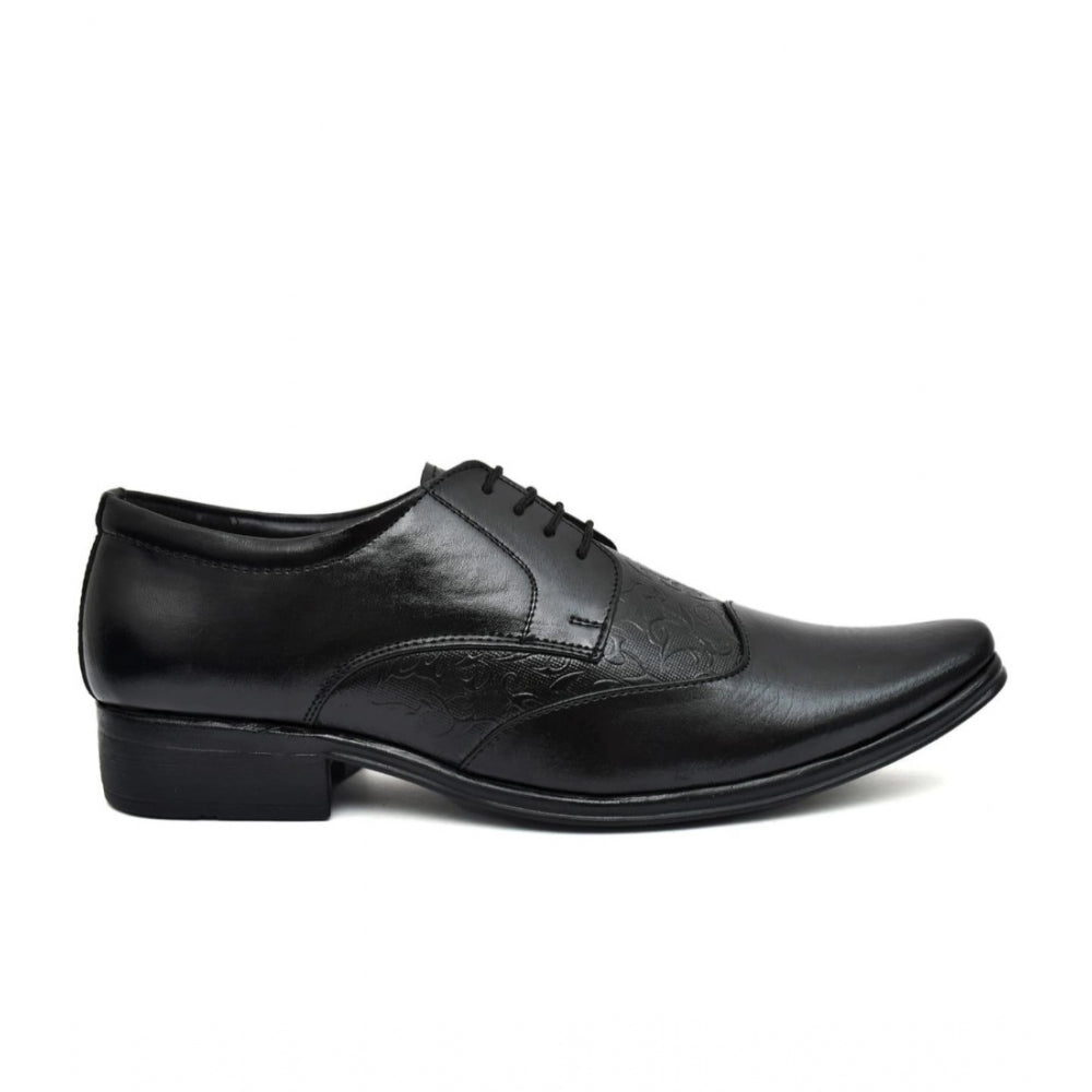 Men's Black Faux Leather Lace-Up Dress Shoes