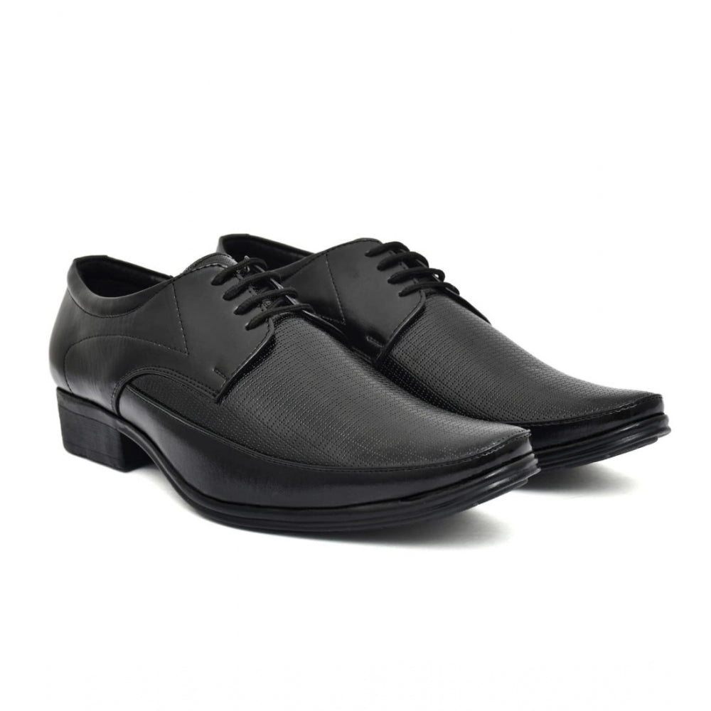 Men's Black Faux Leather Lace-Up Dress Shoes