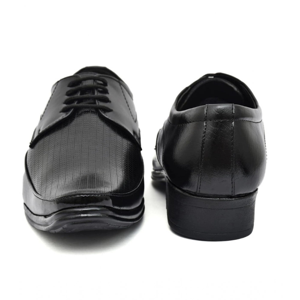 Men's Black Faux Leather Lace-Up Dress Shoes