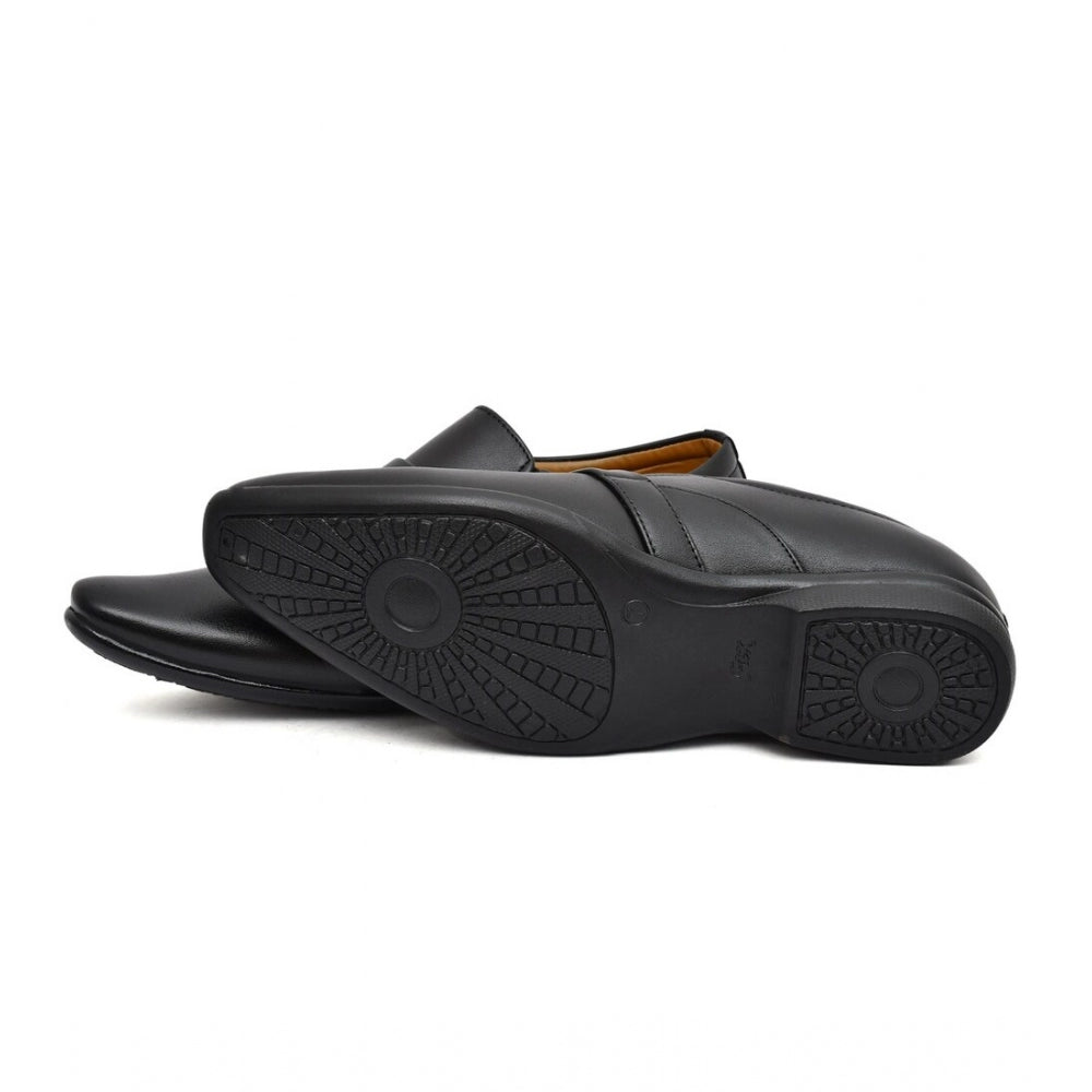 Men's Black Faux Leather Slip-On Dress Shoes