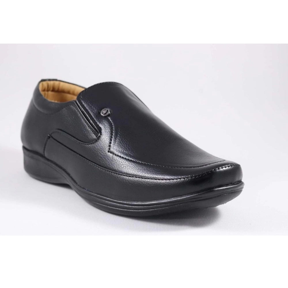 Men's Black Faux Leather Lace-Up Dress Shoes