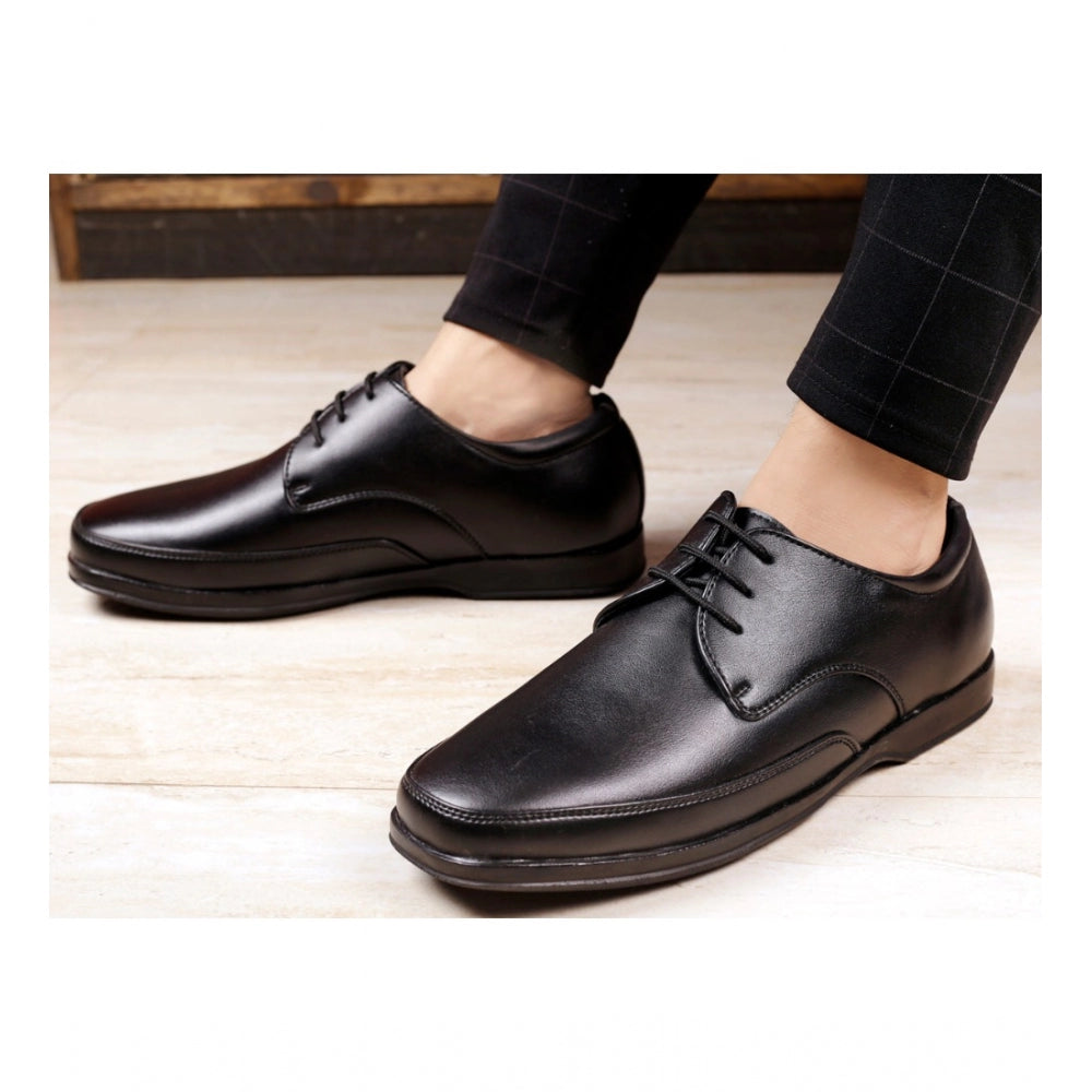 Men's Black Faux Leather Lace-Up Dress Shoes