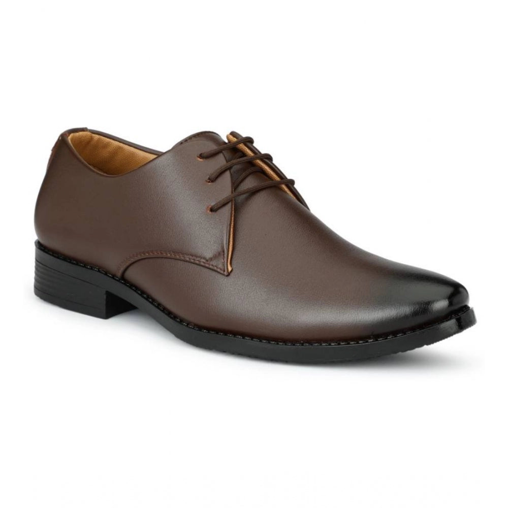 Men's Brown Faux Leather Lace-Up Shoes