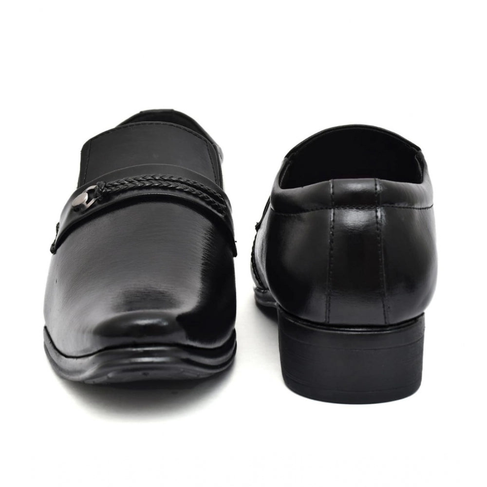 Men's Black Faux Leather Slip-On Shoes