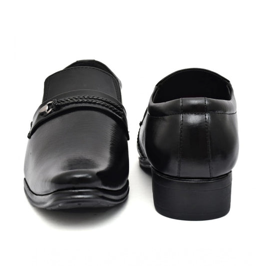 Men's Black Faux Leather Slip-On Shoes