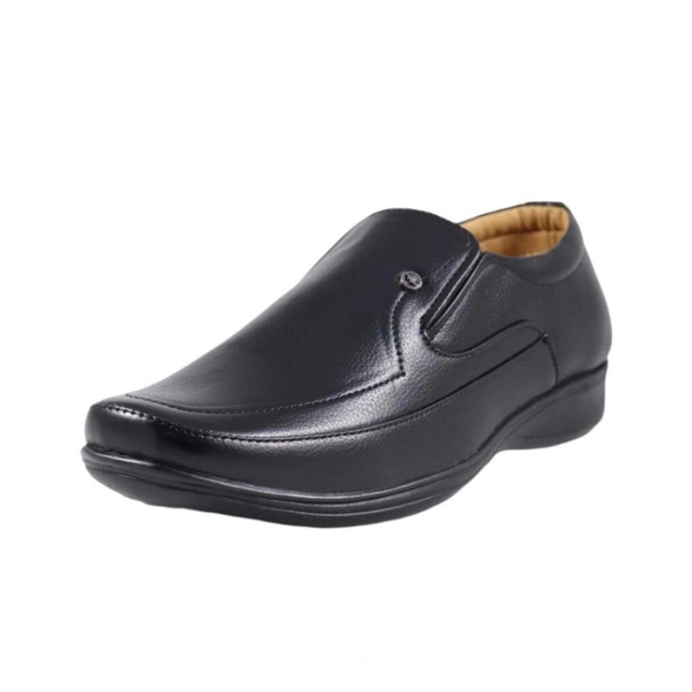 Men's Black Faux Leather Lace-Up Dress Shoes