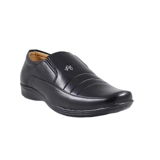 Men's Black Faux Leather Dress Slip-Ons
