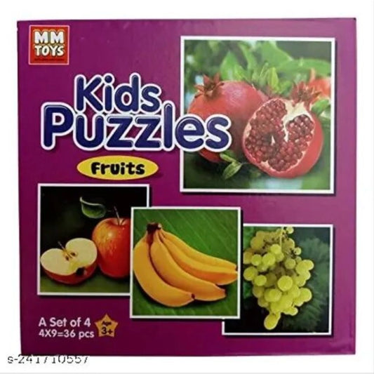 4-Pcs Fruits Jigsaw Puzzle Set for Kids – Cardboard Educational Toy