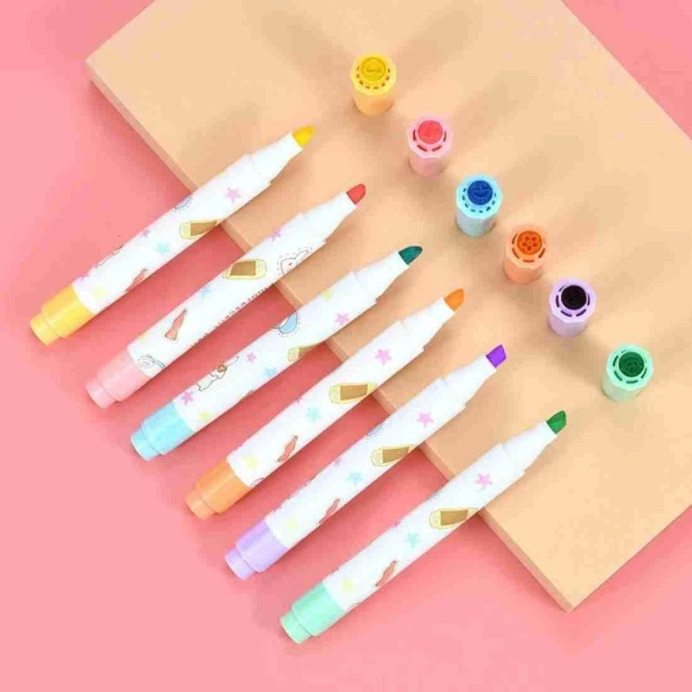 2-in-1 Stamper Marker Pen Set with Water-Based Ink – Plastic Stationery