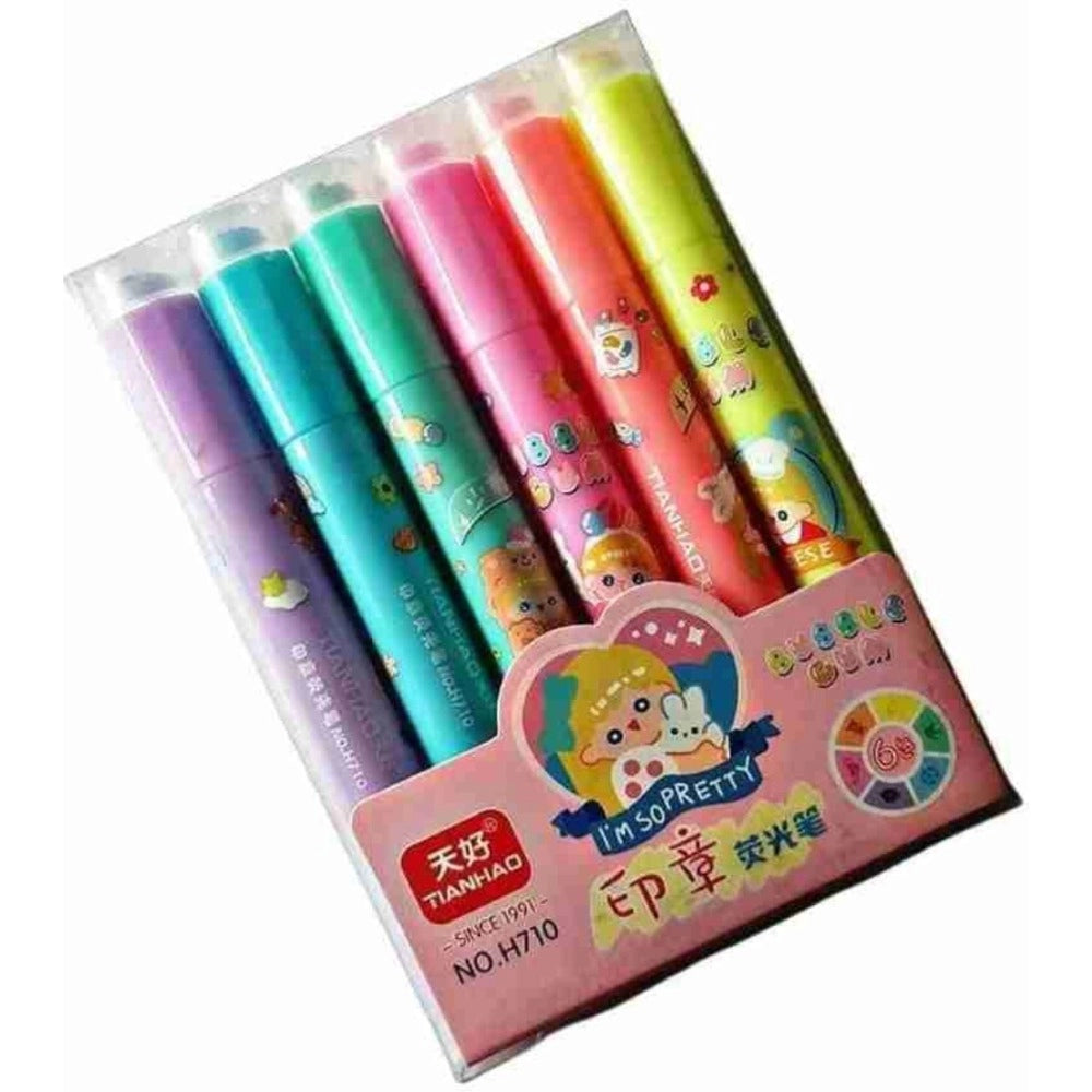 2-in-1 Stamper Marker Pen Set with Water-Based Ink – Plastic Stationery