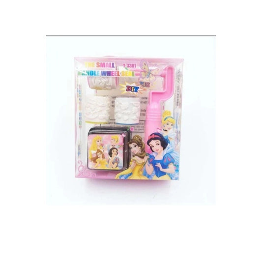 Pack of 2 Roller Seal Stamps with Ink Pad – Cartoon Rubber Stamp for Kids