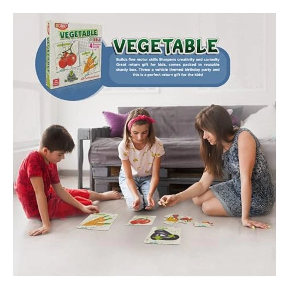 4-Pcs Vegetable Puzzle Set for Kids – Cardboard Educational Toy