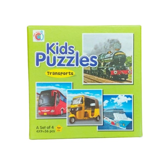 4-Pcs Transport Jigsaw Puzzle Set for Kids – Cardboard Educational Toy