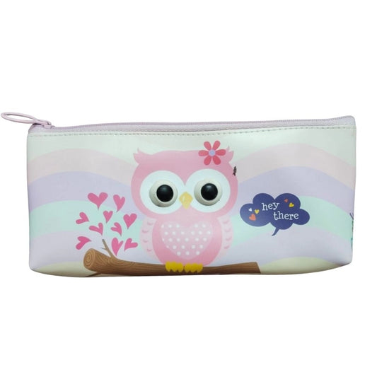Pack of 2 Owl Cartoon Printed Pencil Pouches – Canvas Stationery