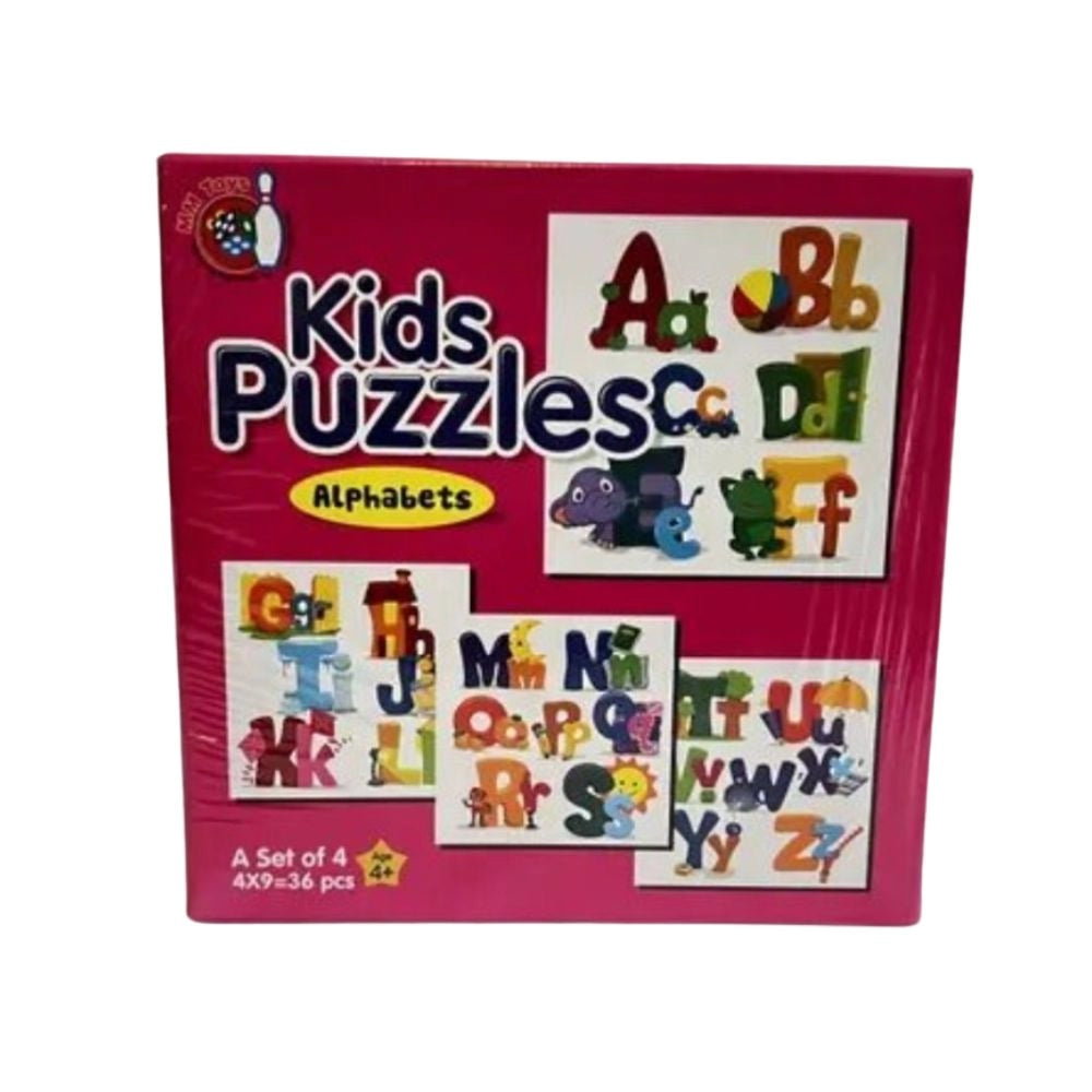 4-Pcs Alphabet Jigsaw Puzzle Set for Kids – Cardboard Educational Toy
