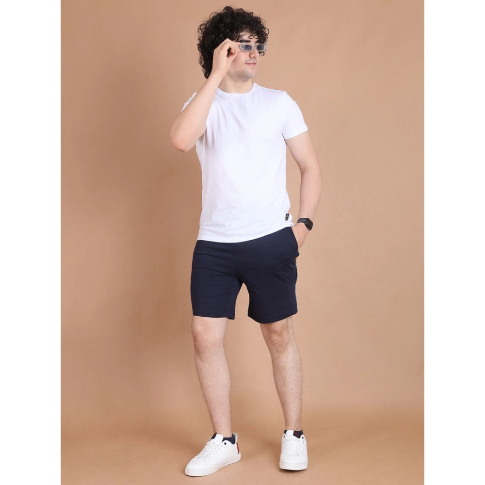 Men's Casual Cotton Striped Above Knee Shorts – Navy Blue