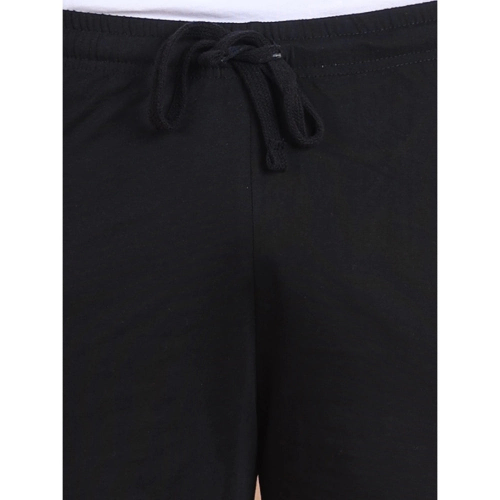Men's Black Cotton Striped Above Knee Shorts | Casual, Gym & Summer Wear