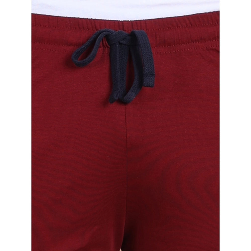 Men's Maroon Cotton Striped Above Knee Shorts | Casual, Gym & Summer Wear