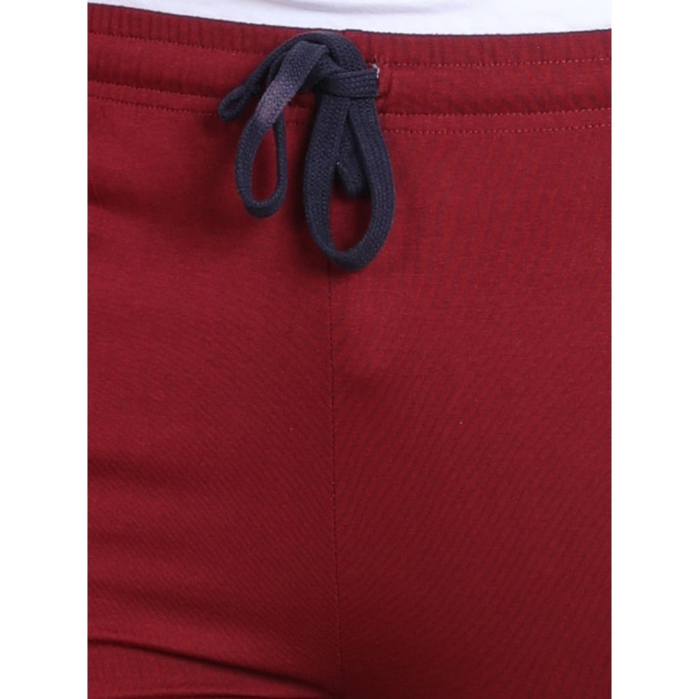 Men's Maroon Cotton Striped Track Pants | Full Length Casual & Sports Lower for Men