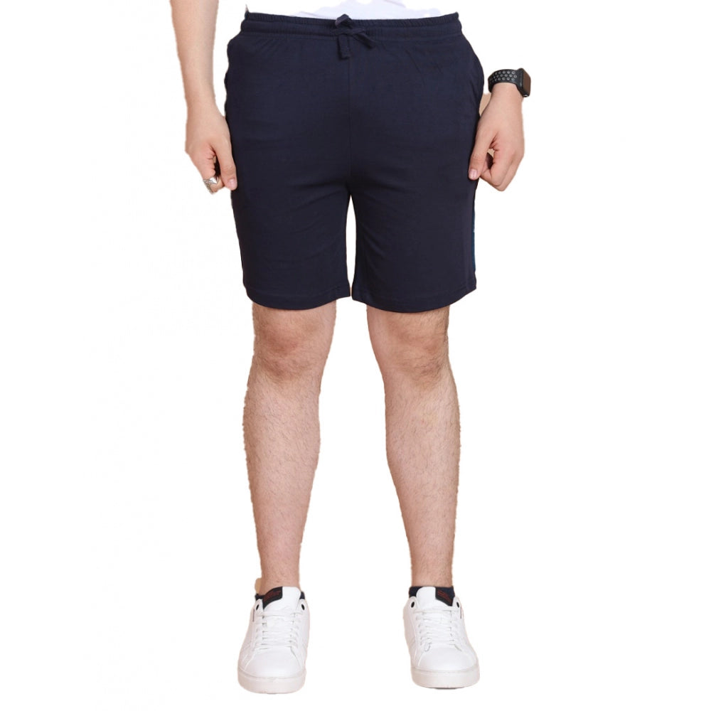 Men's Casual Cotton Striped Above Knee Shorts – Navy Blue