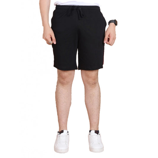 Men's Black Cotton Striped Above Knee Shorts | Casual, Gym & Summer Wear