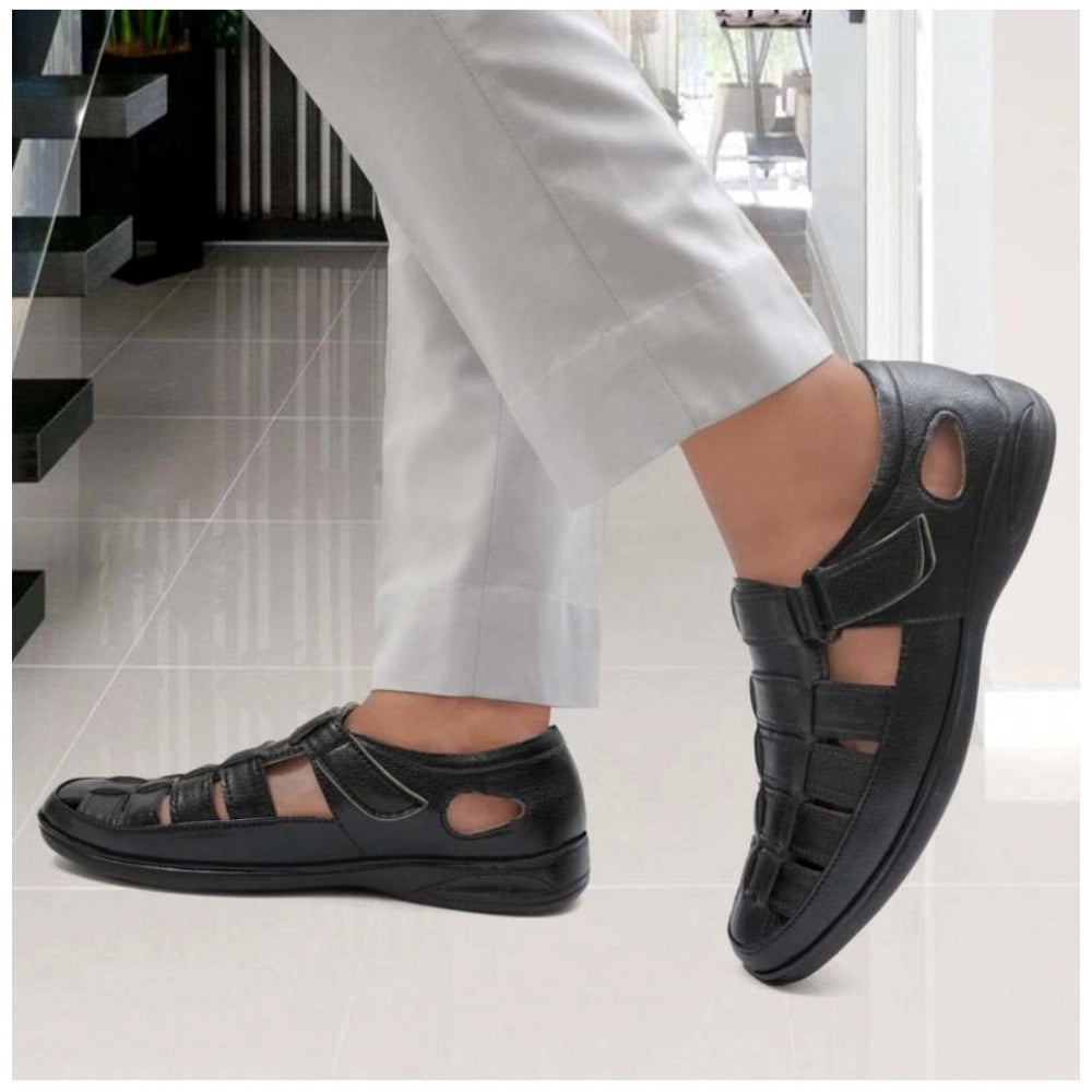 Men's Black Velcro TPR Sandals
