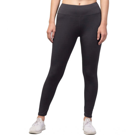 Generic Women's Polyester Solid Ankle Length High-Rise Tights (Grey)