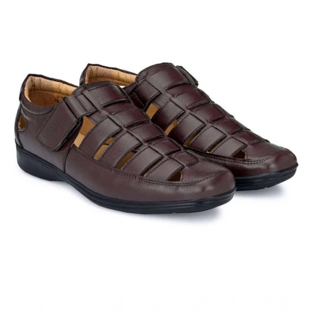 Men's Brown Velcro TPR Sandals
