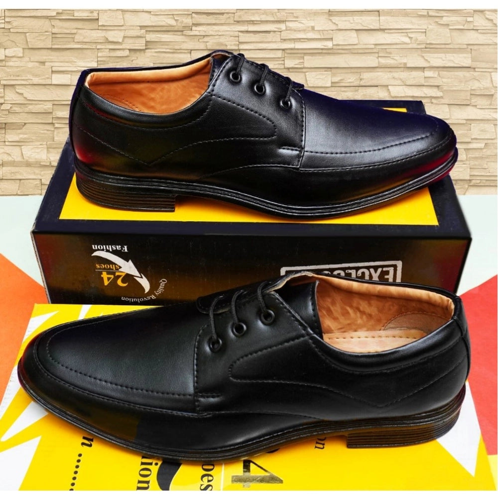 Men's Black Lace-Up TPR Formal Shoes