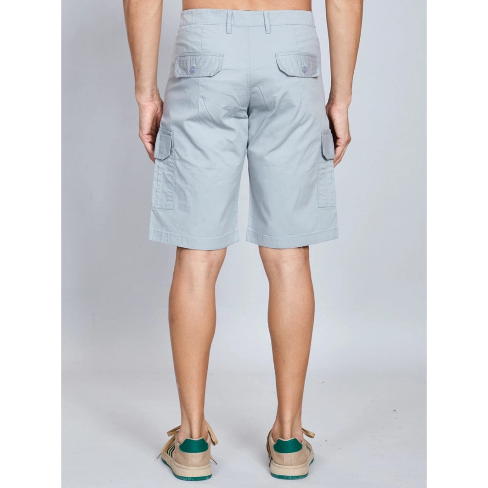 Men’s Grey Cotton Cargo Shorts – Knee Length Casual Utility Shorts