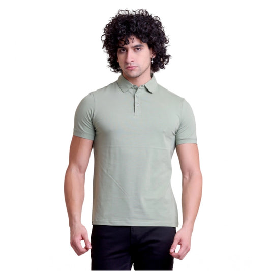 Generic Men's Casual Cotton Solid Half Sleeve Polo Neck T-Shirt (Newsage)