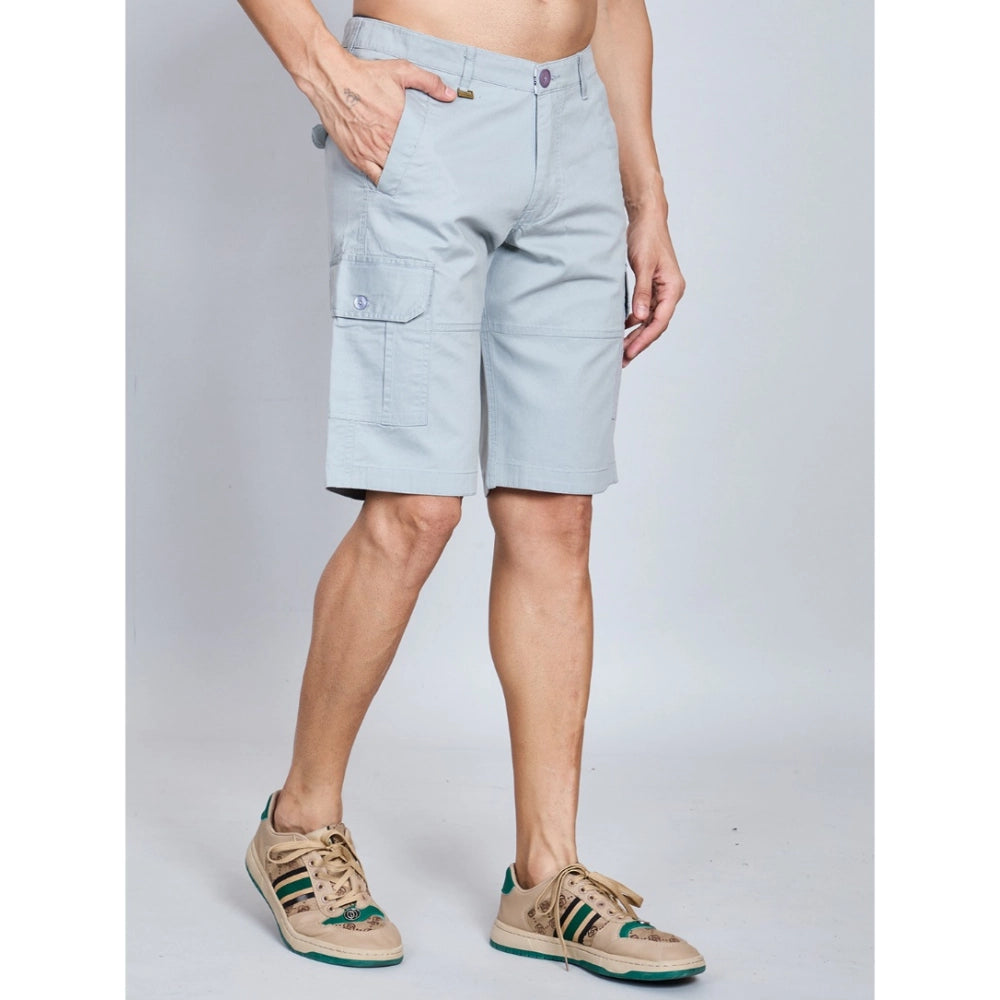 Men’s Grey Cotton Cargo Shorts – Knee Length Casual Utility Shorts