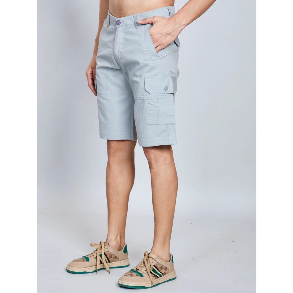 Men’s Grey Cotton Cargo Shorts – Knee Length Casual Utility Shorts
