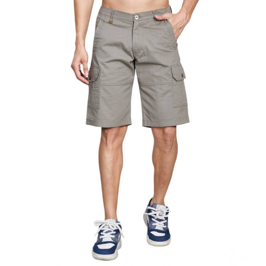 Generic Men’s Dark Grey Cotton Cargo Shorts – Casual Knee Length Shorts
